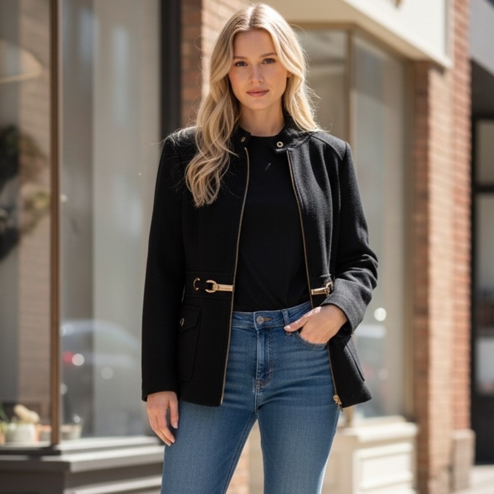 INC Jacket in Black, Zip Closure - Size XL